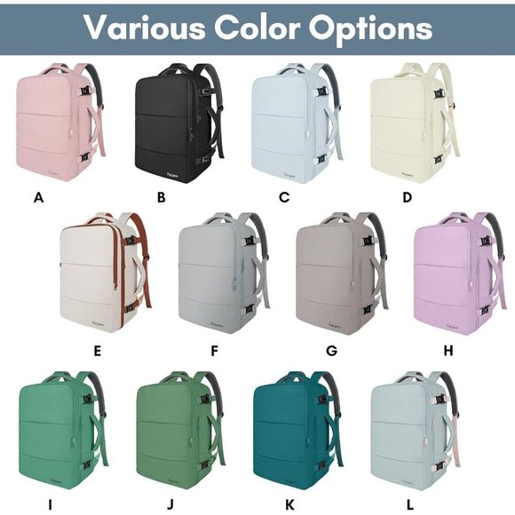 〽️Women Trendy Carry On Backpack Peacock Blue w/USB Charging Port & Shoe Pouch main image 5